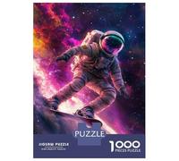 Rompecabezas para Adolescentes Rompecabezas De 1000 Piezas Astronaut Snowboarding in Space Rompecabezas para Adultos Juego Práctico Corte De Precisión Reducción del Estrés Regalos 70x50cm/1000pcs