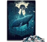 Rompecabezas para Adolescentes, Rompecabezas de 1000 Piezas, Ballena Azul en la Jungla, Vacaciones en casa, Matar el Tiempo con Piezas Completamente entrelazadas de Forma aleatoria, 50x75cm
