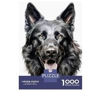 Rompecabezas para Adolescentes Rompecabezas De 1000 Piezas Black German Shepherd Portrait Juegos Relajantes Desafío Difícil Actividades Divertidas En Casa 38x26cm/1000pcs
