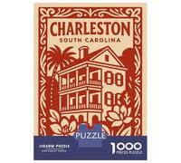 Rompecabezas para Adolescentes Rompecabezas De 1000 Piezas Charleston South Carolina Vintage Rompecabezas para Adultos Juego De Ingenio Análisis Y Lógica Juego Desafiante Regalos 38x26cm/1000pcs