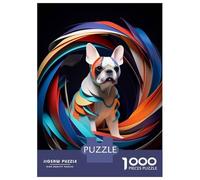 Rompecabezas para Adolescentes Rompecabezas De 1000 Piezas Colorful French Bulldog Rompecabezas para Adultos Juego Práctico Corte De Precisión Reducción del Estrés Regalos 52x38cm/1000pcs