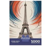 Rompecabezas para Adolescentes Rompecabezas De 1000 Piezas Eiffel Tower Art with French Colors Rompecabezas para Adultos Juego De Ingenio Una Obra De Arte Ayuda A Ejercitar El Cerebro 38x26cm/1000pcs