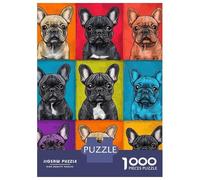 Rompecabezas para Adolescentes Rompecabezas De 1000 Piezas French Bulldog Pop Art Juegos Relajantes Desafío Difícil Actividades Divertidas En Casa 38x26cm/1000pcs