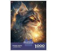 Rompecabezas para Adolescentes Rompecabezas De 1000 Piezas Galactic Feline Gaze Rompecabezas para Adultos Juego Práctico Corte De Precisión Reducción del Estrés Regalos 38x26cm/1000pcs