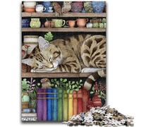 Rompecabezas para Adolescentes, Rompecabezas de 1000 Piezas Gato en la estantería, Apto para Mayores de 14 años, Juego Intelectual, Juego Educativo para cumpleaños y Navidad, 26x38cm