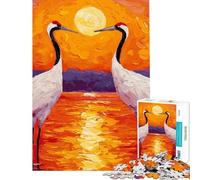 Rompecabezas para Adolescentes Rompecabezas de 1000 Piezas Grullas al Atardecer Rompecabezas para Adultos Juego de ingenio decoración de Pared cumpleaños (tamaño 38x26cm)