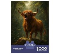 Rompecabezas para Adolescentes Rompecabezas De 1000 Piezas Highland Cow Roaring in Jungle Rompecabezas para Adultos Juego Práctico Corte De Precisión Reducción del Estrés Regalos 70x50cm/1000pcs