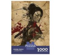 Rompecabezas para Adolescentes Rompecabezas De 1000 Piezas Japanese Warrior Woman Art Print Rompecabezas para Adultos Juego De Ingenio Análisis Y Lógica Juego Desafiante Regalos 52x38cm/1000pcs
