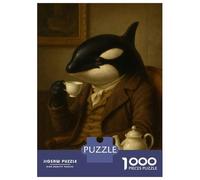 Rompecabezas para Adolescentes Rompecabezas De 1000 Piezas Orca Gentleman Drinking Tea Juegos Relajantes Desafío Difícil Actividades Divertidas En Casa 38x26cm/1000pcs