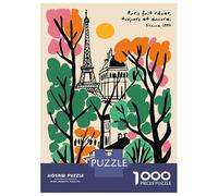 Rompecabezas para Adolescentes Rompecabezas De 1000 Piezas Paris Cityscape with Eiffel Tower Rompecabezas para Adultos Juego Práctico Corte De Precisión Reducción del Estrés Regalos 70x50cm/1000pcs