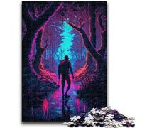 Rompecabezas para Adolescentes, Rompecabezas de 1000 Piezas Perdido en un Bosque de neón, Juguete Educativo para aliviar el estrés, interacción Entre Padres e Hijos para niños de 14 años, 38x26cm