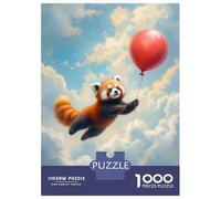 Rompecabezas para Adolescentes Rompecabezas De 1000 Piezas Red Panda Balloon Flight Rompecabezas para Adultos Juego Práctico Corte De Precisión Reducción del Estrés Regalos 52x38cm/1000pcs