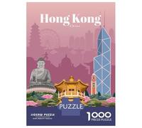 Rompecabezas para Adolescentes Rompecabezas De 1000 Piezas Travel to Hong Kong Juegos Relajantes Desafío Difícil Actividades Divertidas En Casa 38x26cm/1000pcs