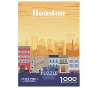 Rompecabezas para Adolescentes Rompecabezas De 1000 Piezas Travel to Houston Rompecabezas para Adultos Juego De Ingenio Una Obra De Arte Ayuda A Ejercitar El Cerebro 38x26cm/1000pcs