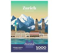 Rompecabezas para Adolescentes Rompecabezas De 1000 Piezas Travel to Zurich Juegos Relajantes Desafío Difícil Actividades Divertidas En Casa 52x38cm/1000pcs