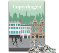 Rompecabezas para Adolescentes Rompecabezas de 1000 Piezas Viaje a Copenhague Ayuda a ejercitar el Cerebro Juguetes adictivos para Cultivar la Paciencia Apto para Parejas (tamaño 38x26cm)