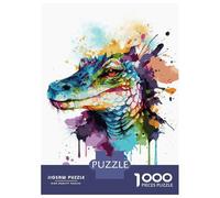 Rompecabezas para Adolescentes Rompecabezas De 1000 Piezas Watercolor Crocodile Rompecabezas para Adultos Juego De Ingenio Una Obra De Arte Ayuda A Ejercitar El Cerebro 70x50cm/1000pcs