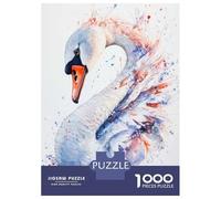 Rompecabezas para Adolescentes Rompecabezas De 1000 Piezas Watercolor Swan with Splashes Rompecabezas para Adultos Juego Práctico Corte De Precisión Reducción del Estrés Regalos 70x50cm/1000pcs