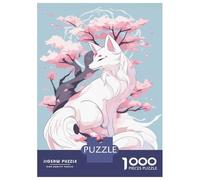 Rompecabezas para Adolescentes Rompecabezas De 1000 Piezas White Kitsune Sakura Tree Rompecabezas para Adultos Juego De Ingenio Una Obra De Arte Ayuda A Ejercitar El Cerebro 70x50cm/1000pcs