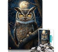 Rompecabezas para Adolescentes Rompecabezas de búho de Medianoche para Adultos 1000 Piezas Juguetes educativos Juegos para aliviar el estrés y fomentar el Amor en Pareja (50x75cm)