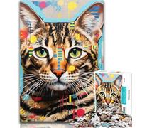 Rompecabezas para Adolescentes, Rompecabezas de Gato de Bengala, 1000 Piezas para Adultos, Juego Familiar antiestrés, desafío difícil, Grandes Regalos y Juguetes, 26x38cm