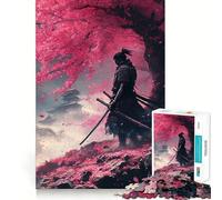 Rompecabezas para Adolescentes Samurái bajo cerezos en Flor de 1000 Piezas Rompecabezas Mental Informal y Relajante Regalo conmovedor (50x75cm)