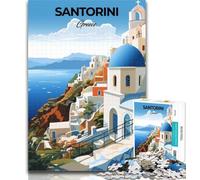 Rompecabezas para Adolescentes Santorini Grecia Rompecabezas de Viaje 1000 Piezas para Adultos, Juego desafiante Juguetes Toda la Familia 26x38cm