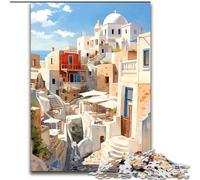 Rompecabezas para Adolescentes: Santorini, Grecia, Viajes, análisis y lógica con Piezas aleatorias Que encajan Perfectamente, para Mayores de 14 años, 50x75cm