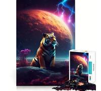 Rompecabezas para Adolescentes Tiger Watching The Space de 1000 Piezas Refuerza la Memoria Sencillo, Divertido, de Calidad y con Bordes Brillantes Regalo Memorable 38x26cm