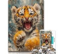 Rompecabezas para Adolescentes, Tigre bebé Sonriente, 1000 Piezas, Toda la Familia, 26x38cm