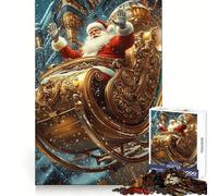 Rompecabezas para Adolescentes Trineo Dorado de Papá Noel de 1000 Piezas Rompecabezas Mental para Relajarse y armar Regalo conmovedor (50x75cm)