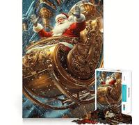 Rompecabezas para Adolescentes Trineo Dorado de Papá Noel de 1000 Piezas Rompecabezas Mental para Relajarse y armar Regalo conmovedor (50x75cm)