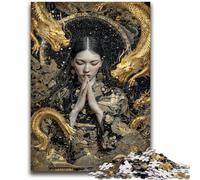 Rompecabezas para Adolescentes: una Hermosa Chica Dorada, Ideal para Pasar el Tiempo Libre en casa y aliviar el estrés con Papá Noel (38x26cm)