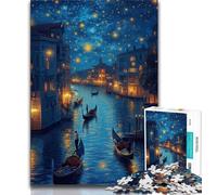 Rompecabezas para Adolescentes Venecia bajo el Cielo Nocturno 1000 Piezas Adolescentes fomenta el Amor en Pareja para Mayores de 14 años 38x26cm