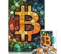 Rompecabezas para Adolescentes vitrales Bitcoin 1000 Piezas Rompecabezas para Adultos y Adolescentes Juego desafiante para Todos para Mujeres Regalos para Hombres 38x26cm