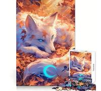 Rompecabezas para Adolescentes Zorro Blanco Entre Hojas de otoño de 1000 Piezas Mejora la Memoria Ideal para Disfrutar en Cualquier Momento Corte de Calidad Regalo de cumpleaños (38x26cm)