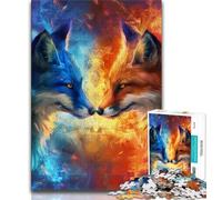 Rompecabezas para Adolescentes Zorro de Hielo y Fuego 1000 Piezas para Adolescentes y Adultos Juguetes educativos Juegos para aliviar el estrés y fomentar el Amor en Pareja (50x75cm)