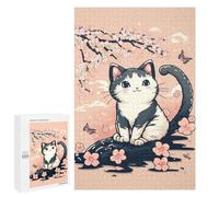 Rompecabezas para Adolescentes1000 PCS Cat Cherry Blossoms Rompecabezas para Adultos Juegos Divertidos Desafío Difícil Oferta como Regalos para Toda La Familia 1000 PCS