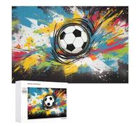 Rompecabezas para Adolescentes1000 PCS Dynamic Soccer Ball Artwork -1 Rompecabezas para Adultos Juegos Divertidos Alivia El Estrés Oferta como Regalos para Toda La Familia 1000 PCS