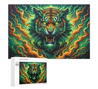 Rompecabezas para Adolescentes1000 PCS Flaming Tiger Art Print Rompecabezas para Adultos Juegos Divertidos Alivia El Estrés Oferta como Regalos para Toda La Familia 1000 PCS
