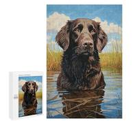 Rompecabezas para Adolescentes1000 PCS FlatCoated Retriever Water Rompecabezas para Adultos Juegos Divertidos Desafío Difícil Oferta como Regalos para Toda La Familia 1000 PCS