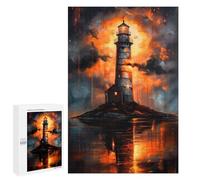 Rompecabezas para Adolescentes1000 PCS Golden Lighthouse Sunset Rompecabezas para Adultos Juegos Divertidos Desafío Difícil Oferta como Regalos para Toda La Familia 1000 PCS