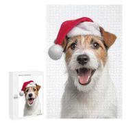 Rompecabezas para Adolescentes1000 PCS Happy Parson Russell Terrier Dog with Santa Hat Rompecabezas para Adultos Juegos Divertidos Desafío Difícil Oferta como Regalos para Toda La Familia 1000 PCS