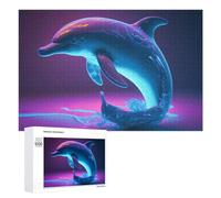 Rompecabezas para Adolescentes1000 PCS Neon Dolphin Splash Artwork Rompecabezas para Adultos Juegos Divertidos Alivia El Estrés Oferta como Regalos para Toda La Familia 1000 PCS