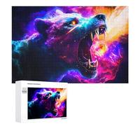 Rompecabezas para Adolescentes1000 PCS Neon Wolf Fiery Fantasy Artwork Rompecabezas para Adultos Juegos Divertidos Alivia El Estrés Oferta como Regalos para Toda La Familia 1000 PCS