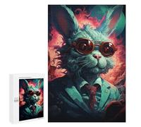 Rompecabezas para Adolescentes1000 PCS Rabbit in Suit with Sunglasses Rompecabezas para Adultos Juegos Divertidos Alivia El Estrés Oferta como Regalos para Toda La Familia 1000 PCS