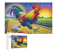 Rompecabezas para Adolescentes1000 PCS Rainbow Rooster on Yellow Brick Road Rompecabezas para Adultos Juegos Divertidos Alivia El Estrés Oferta como Regalos para Toda La Familia 1000 PCS
