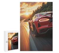 Rompecabezas para Adolescentes1000 PCS Red Sports Car Sunset Drive Rompecabezas para Adultos Juegos Divertidos Desafío Difícil Oferta como Regalos para Toda La Familia 1000 PCS