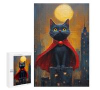 Rompecabezas para Adolescentes1000 PCS Super Cat in Cityscape Painting Rompecabezas para Adultos Juegos Divertidos Desafío Difícil Oferta como Regalos para Toda La Familia 1000 PCS