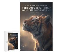 Rompecabezas para Adolescentes1000 PCS Tiger Strength Bible Verse Motvation Inspiration Rompecabezas para Adultos Juegos Divertidos Desafío Difícil Oferta como Regalos para Toda La Familia 1000 PCS